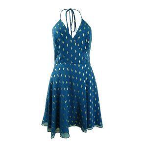 BLONDIE NITES Womens Fit + Flare Short Dress Blue Spaghetti Strap Juniors 7